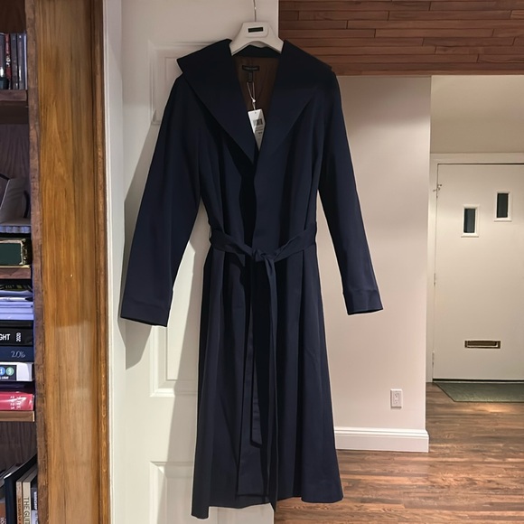 NWT Eileen Fisher Women’s Midnight Blue Wrap Coat Size Medium - Picture 8 of 11